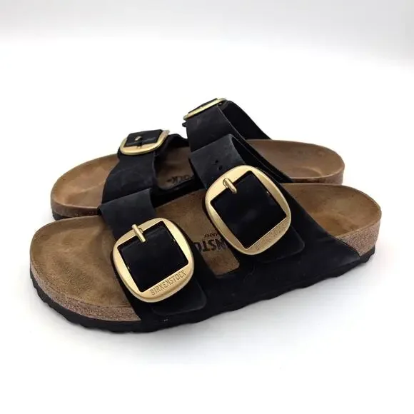 Birkenstock Arizona Big Buckle Nubuck Sandals Unisex Black Size USW6/M4 EU37 - Picture 1 of 12